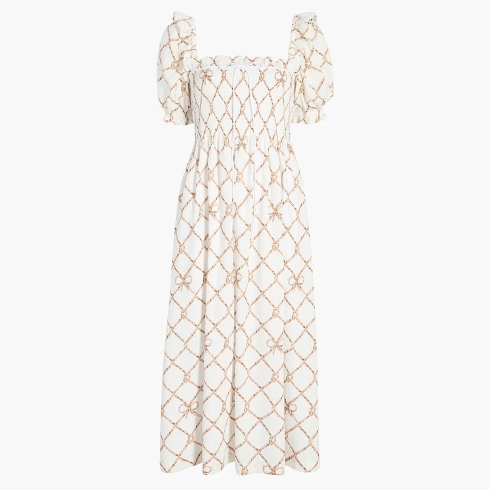 Hill House Scarlet Nap Dress Nautical Trellis Linen